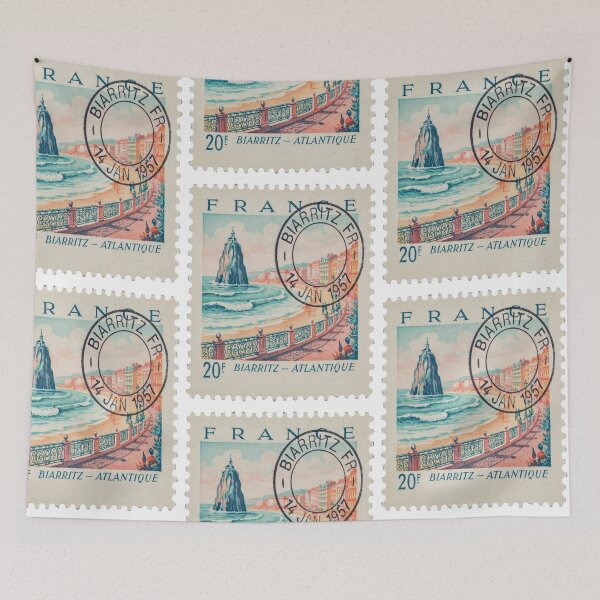 Item preview, Biarritz France Coastal Postage Stamp Travel Sticker designed and sold by stickercuffs.