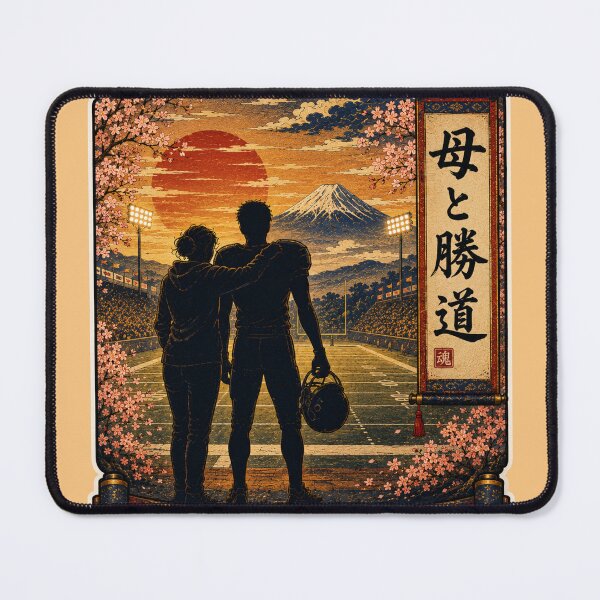 Item preview, Football Mom Japanese Ukiyo-e Mother Son Gift Football Sticker Art designed and sold by Locker39.