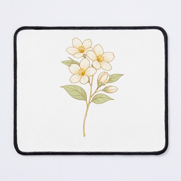 Item preview, Gold Line Art Jasmine – Elegant Minimal Floral Illustration designed and sold by Joyfulfabric.