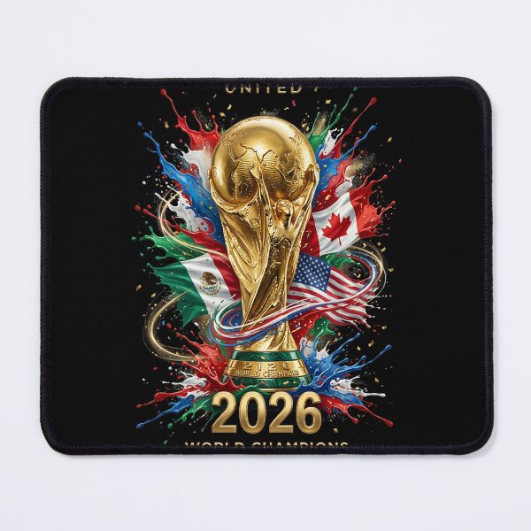 Item preview, World Cup 2026 Football Celebration: Gold Trophy, USA Canada Mexico Flags designed and sold by saamessart.