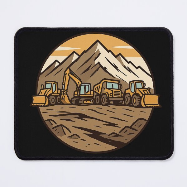 Item preview, Construction Equipment Mountain Landscape Badge designed and sold by kakmi-art.