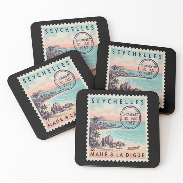 Item preview, Seychelles Coastal Postage Stamp Retro Travel Sticker designed and sold by stickercuffs.