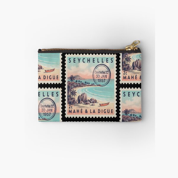 Item preview, Seychelles Coastal Postage Stamp Retro Travel Sticker designed and sold by stickercuffs.