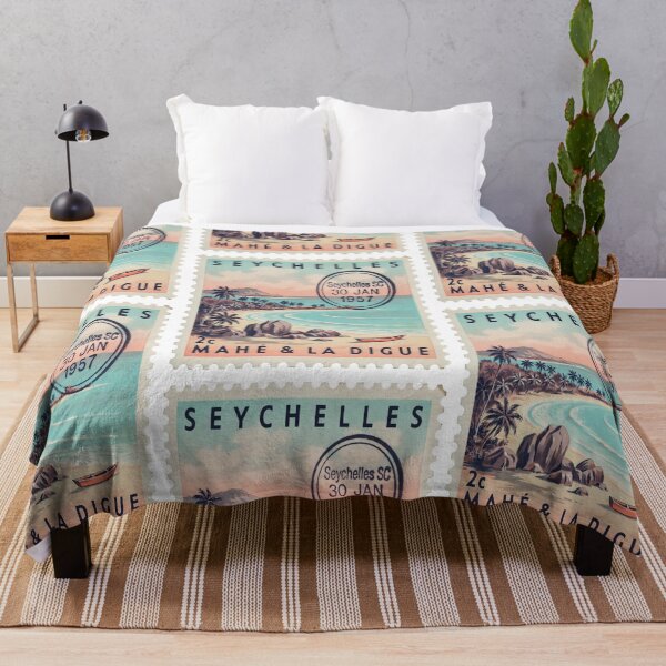Item preview, Seychelles Coastal Postage Stamp Retro Travel Sticker designed and sold by stickercuffs.