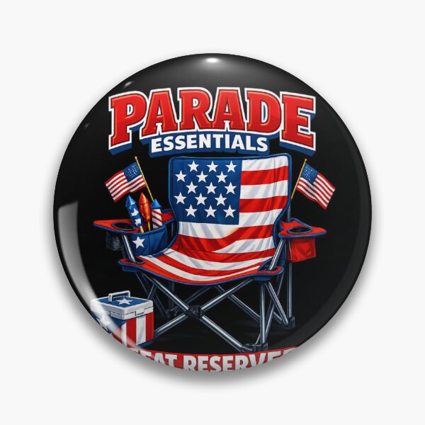 Item preview, Parade Essentials Seat Reserved Funny Patriotic 4th Of July American Flag Chair designed and sold by XYZ Studio.