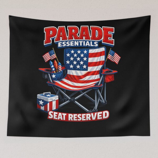 Item preview, Parade Essentials Seat Reserved Funny Patriotic 4th Of July American Flag Chair designed and sold by XYZ Studio.