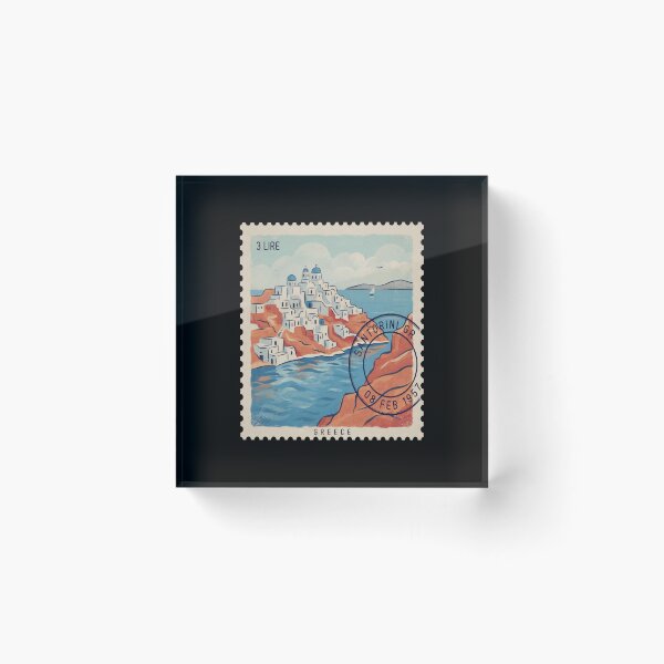 Item preview, Santorini Greece Coastal Postage Stamp Travel Sticker designed and sold by stickercuffs.