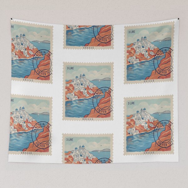 Item preview, Santorini Greece Coastal Postage Stamp Travel Sticker designed and sold by stickercuffs.