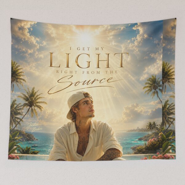 Item preview, "I Get My Light Right From The Source" – Justin Bieber Inspired Summer Faith Quote Poster designed and sold by PeacefulHShop.
