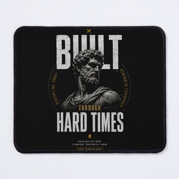 Item preview, BUILT THROUGH HARD TIMES | Modern Stoic Discipline T-Shirt designed and sold by LowBatteryStudio ⭐.