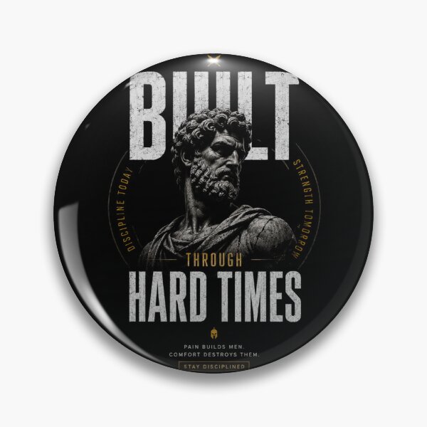 Item preview, BUILT THROUGH HARD TIMES | Modern Stoic Discipline T-Shirt designed and sold by LowBatteryStudio ⭐.