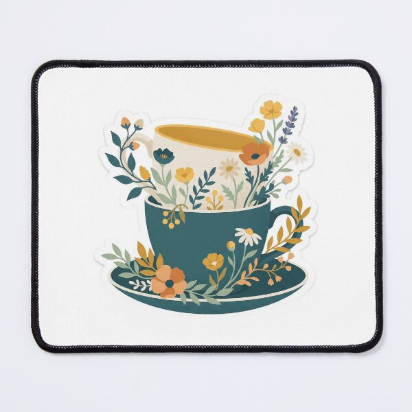 Item preview, Stacked Teacups with Wild Bloom Garland designed and sold by belajarubic.