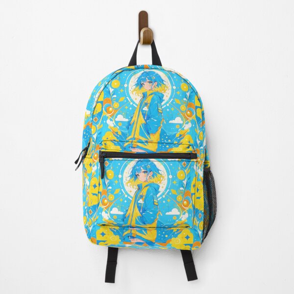 Item preview, Anime girl with blue and yellow hair wearing a jacket (by diwizuli) designed and sold by Diwi Zuli.