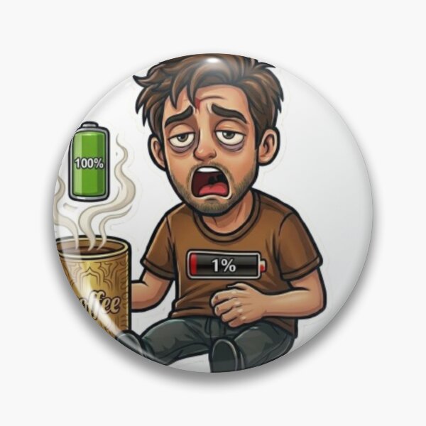 Item preview, Funny Coffee Battery 1 Percent Tired Man Morning Caffeine Meme designed and sold by Northern Glow Art.