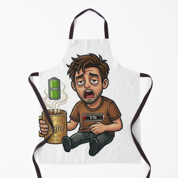 Item preview, Funny Coffee Battery 1 Percent Tired Man Morning Caffeine Meme designed and sold by Northern Glow Art.