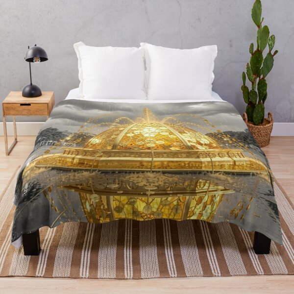 Item preview, Golden Coin Fountain in the Rain – Opulent Luxury Fantasy Art designed and sold by Pioneer Spirit Market.