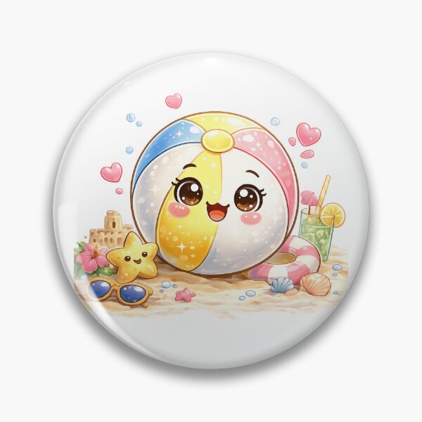Item preview, Cute Kawaii Beach Ball - Happy Summer Vacation Beach Day Art designed and sold by ToonyTeez.