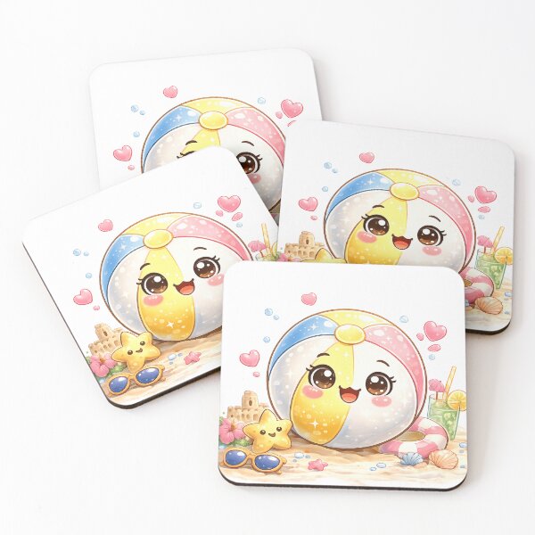 Item preview, Cute Kawaii Beach Ball - Happy Summer Vacation Beach Day Art designed and sold by ToonyTeez.