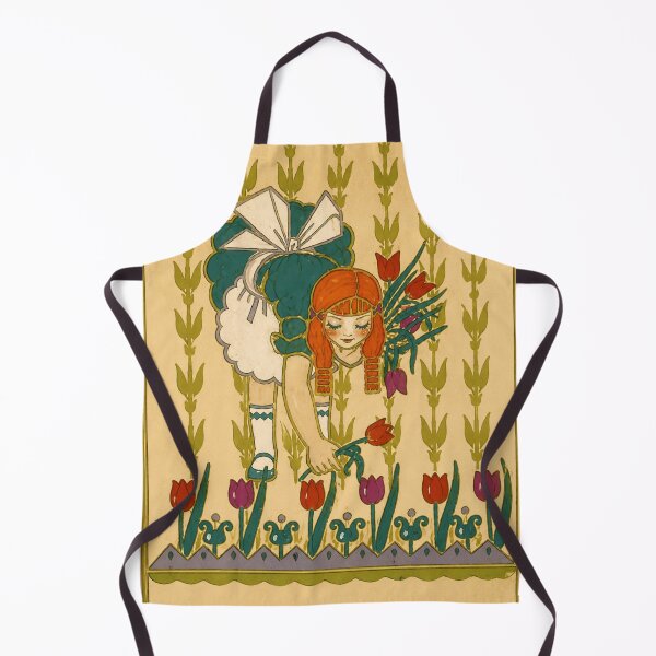 Item preview, Girl Picking Tulips - Vintage Art Nouveau Floral Illustration for Cottagecore Decor Lovers designed and sold by RickE.