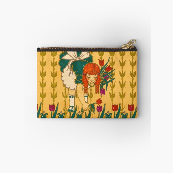 Item preview, Girl Picking Tulips - Vintage Art Nouveau Floral Illustration for Cottagecore Decor Lovers designed and sold by RickE.