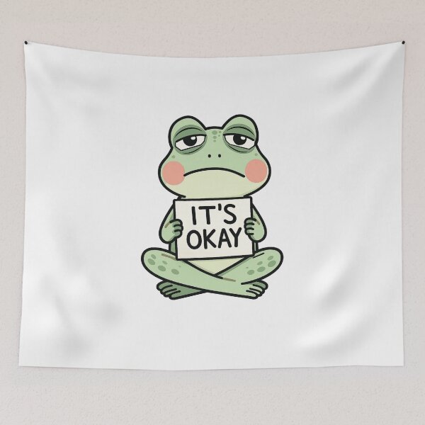 Item preview, It's Okay Sad Frog Shirt | Cute Anxious Kawaii Introvert Design designed and sold by Arties4Bread⭐⭐⭐⭐⭐.