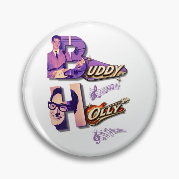 Item preview, Buddy Holly Face Text Design : Vintage Rock & Roll Tee designed and sold by TheThriftyBrit.