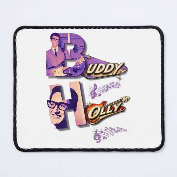 Item preview, Buddy Holly Face Text Design : Vintage Rock & Roll Tee designed and sold by TheThriftyBrit.