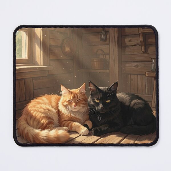 Item preview, Cozy Orange and Black Cats in Sunny Log Cabin – Warm Cat Art designed and sold by Pioneer Spirit Market.