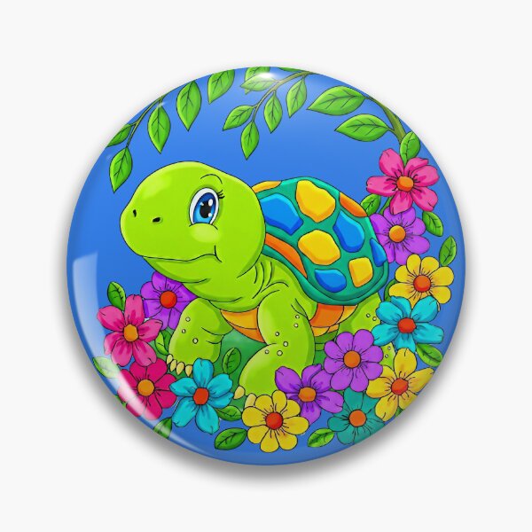 Item preview, Happy Colorful Turtle with Flowers designed and sold by LaRoach Digital Arts.