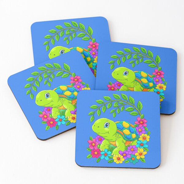 Item preview, Happy Colorful Turtle with Flowers designed and sold by LaRoach Digital Arts.