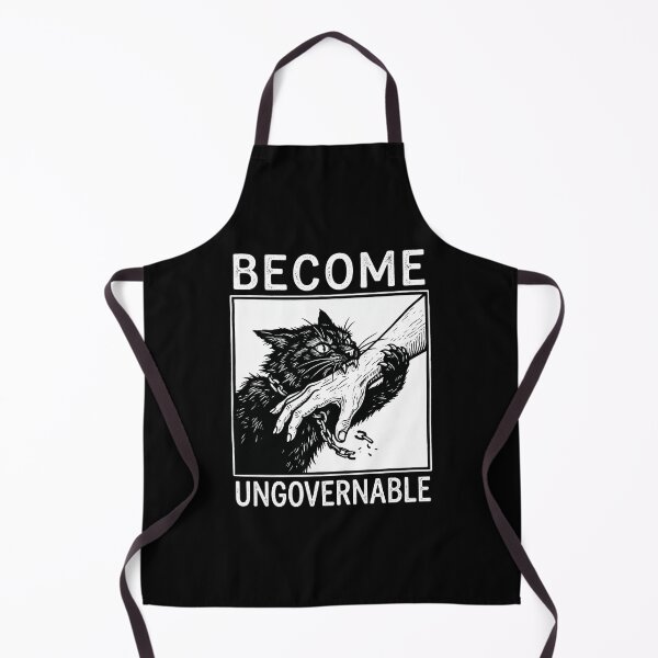 Item preview, Become Ungovernable Black Cat Biting Hand Punk Woodcut Meme designed and sold by rediscoveredapp.