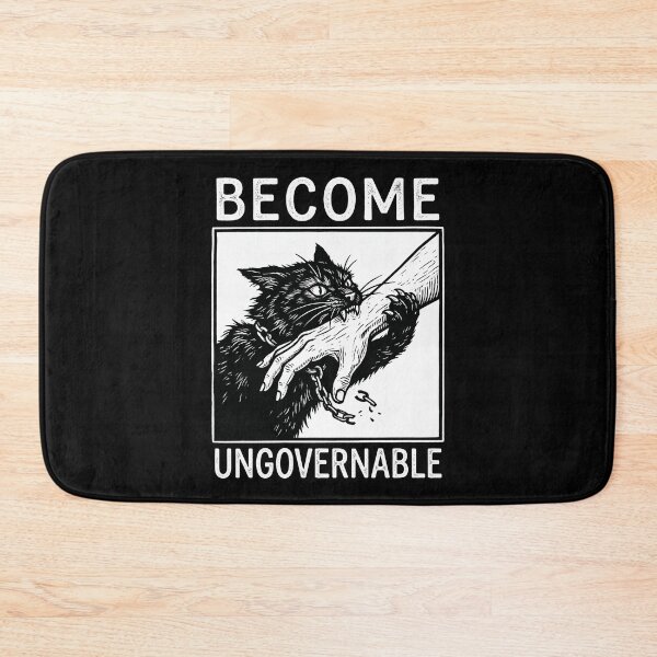 Item preview, Become Ungovernable Black Cat Biting Hand Punk Woodcut Meme designed and sold by rediscoveredapp.
