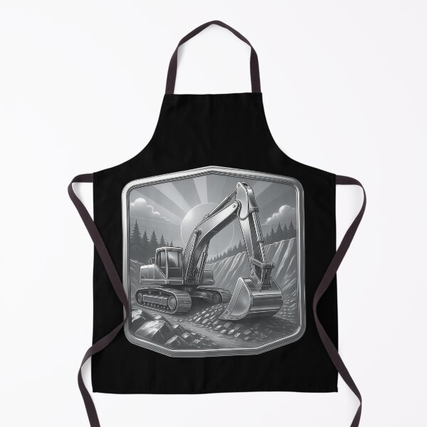 Item preview, Excavator Mountain Landscape Metal Badge designed and sold by kakmi-art.