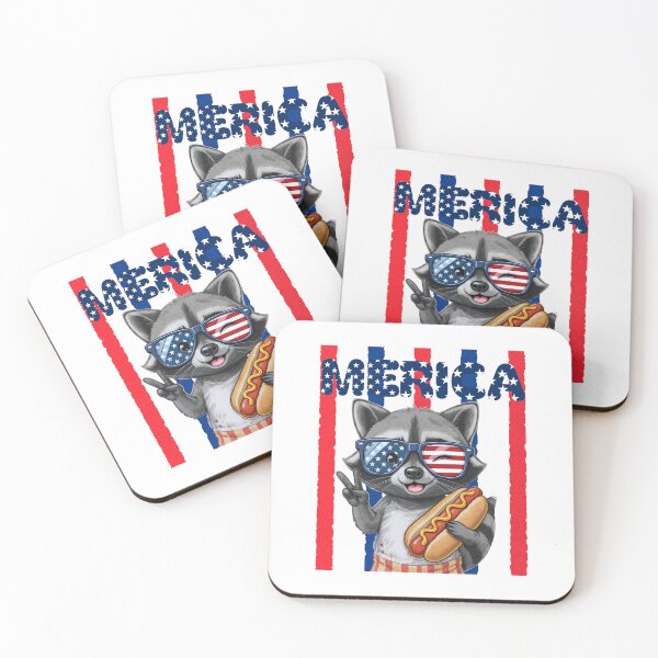 Item preview, Funny Merica Raccoon 4th of July Patriotic Hot Dog designed and sold by Lozarux.