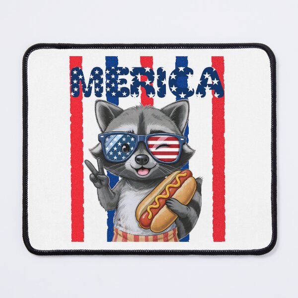 Item preview, Funny Merica Raccoon 4th of July Patriotic Hot Dog designed and sold by Lozarux.