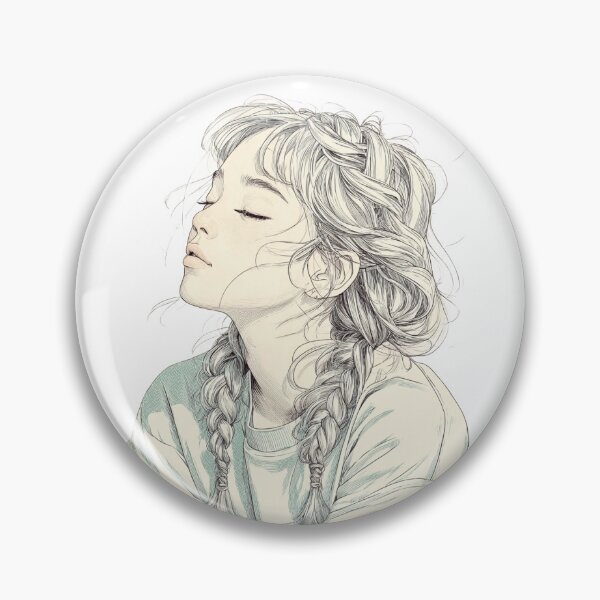 Item preview, braided hair girl  designed and sold by LinemoodCo.
