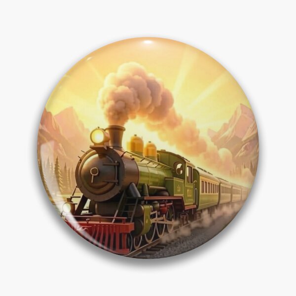 Item preview, Green Steam Train Journey at Golden Sunset – Epic Mountain Landscape designed and sold by Pioneer Spirit Market.