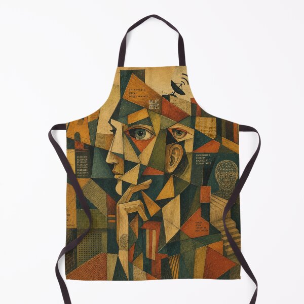 Item preview, Fragmented Identity: Cyber Cubism of Digital Consciousness | Vintage Retro Futurism Art Print designed and sold by Wahbastore.