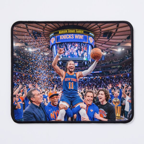 Item preview, NY Knicks Super Fans Hoisting Jalen Brunson NBA Finals designed and sold by Home Decor Art.