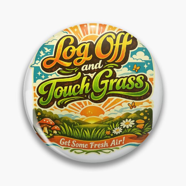 Item preview, Touch Grass – Funny Internet Meme Calligraphy Print, Ironic Wall Art designed and sold by Kemetic Studio.