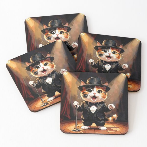 Item preview, Singing Cat in Tuxedo & Fedora – Cute Stage Performer Art designed and sold by Pioneer Spirit Market.