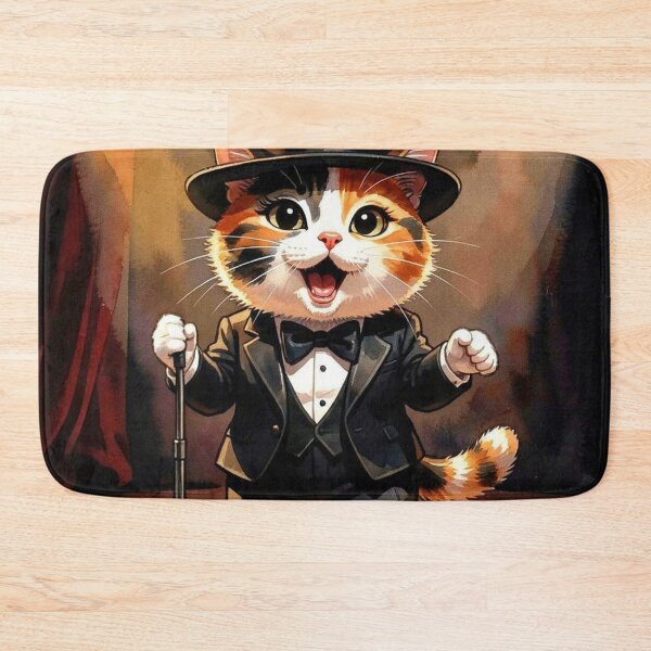 Item preview, Singing Cat in Tuxedo & Fedora – Cute Stage Performer Art designed and sold by Pioneer Spirit Market.