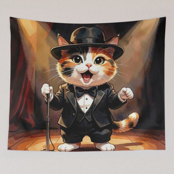 Item preview, Singing Cat in Tuxedo & Fedora – Cute Stage Performer Art designed and sold by Pioneer Spirit Market.