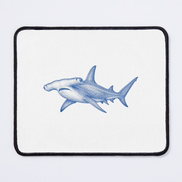 Item preview, Vintage Blue Hammerhead Shark Coastal Illustration designed and sold by BrandyandBeyond.
