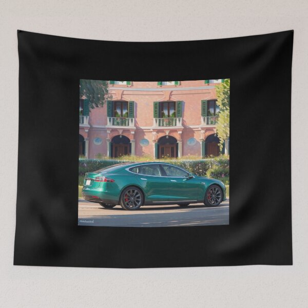 Item preview, Emerald Green Tesla Model S Italian Luxury Villa Art designed and sold by UmSkelig834.