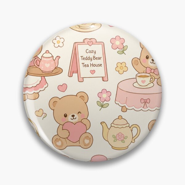 Item preview, Cozy Teddy Bear Tea House Kawaii Pattern designed and sold by Soft Berry Studio.