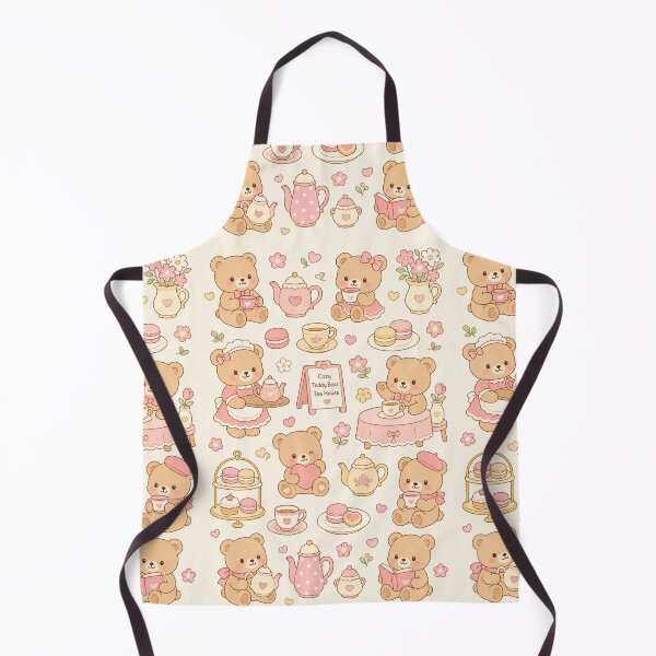 Item preview, Cozy Teddy Bear Tea House Kawaii Pattern designed and sold by Soft Berry Studio.