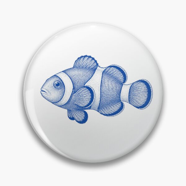 Item preview, Vintage Blue Clownfish Coastal Illustration designed and sold by BrandyandBeyond.