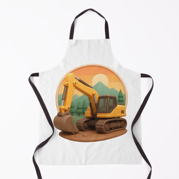 Item preview, Cute Excavator Mountain Sunset Badge designed and sold by kakmi-art.