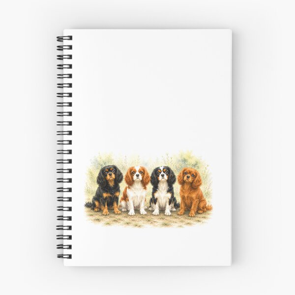 Item preview, Four Cavalier King Charles Spaniels | Cute Watercolor Dog Portrait designed and sold by SakuraWaStyle.